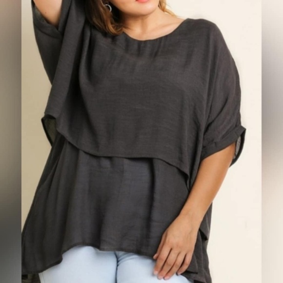 Umgee Tops - New! Ash Umgee Women's Culled Half Sleeve Layered Tunic Top Size Small NWT